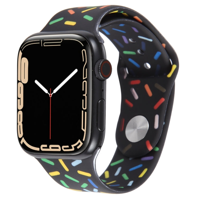 Rainbow Raindrops Silicone Watch Band For Apple Watch 4 44mm(Black) - Watch Bands by PMC TechLife | Online Shopping South Africa | PMC TechLife