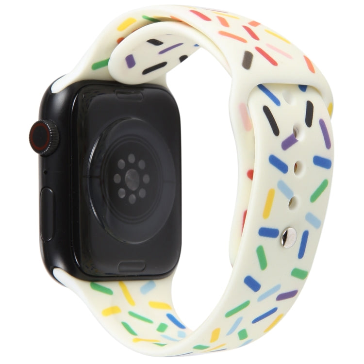 Rainbow Raindrops Silicone Watch Band For Apple Watch 3 38mm(Beige) - Watch Bands by PMC TechLife | Online Shopping South Africa | PMC TechLife