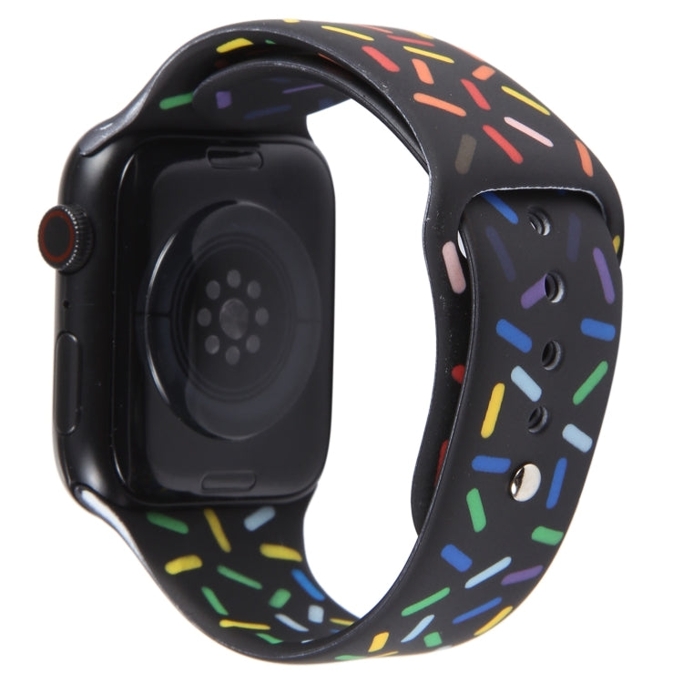 Rainbow Raindrops Silicone Watch Band For Apple Watch 3 42mm(Black) - Watch Bands by PMC TechLife | Online Shopping South Africa | PMC TechLife