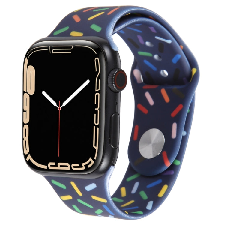Rainbow Raindrops Silicone Watch Band For Apple Watch 38mm(Midnight) - Watch Bands by PMC TechLife | Online Shopping South Africa | PMC TechLife