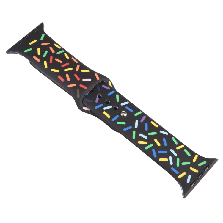 Rainbow Raindrops Silicone Watch Band For Apple Watch 38mm(Black) - Watch Bands by PMC TechLife | Online Shopping South Africa | PMC TechLife