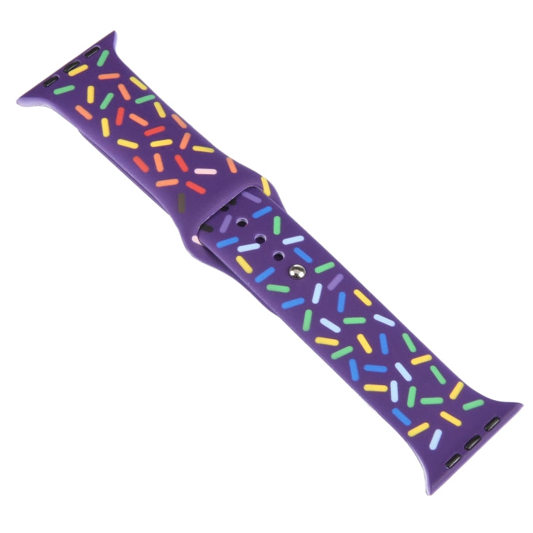 Rainbow Raindrops Silicone Watch Band For Apple Watch 42mm(Dark Purple) - Watch Bands by PMC TechLife | Online Shopping South Africa | PMC TechLife