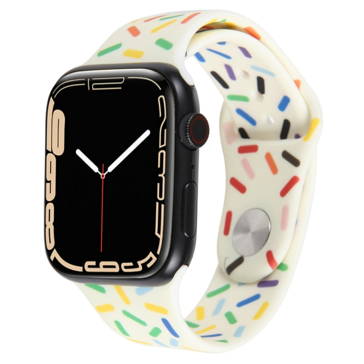 Rainbow Raindrops Silicone Watch Band For Apple Watch 42mm(Beige) - Watch Bands by PMC TechLife | Online Shopping South Africa | PMC TechLife