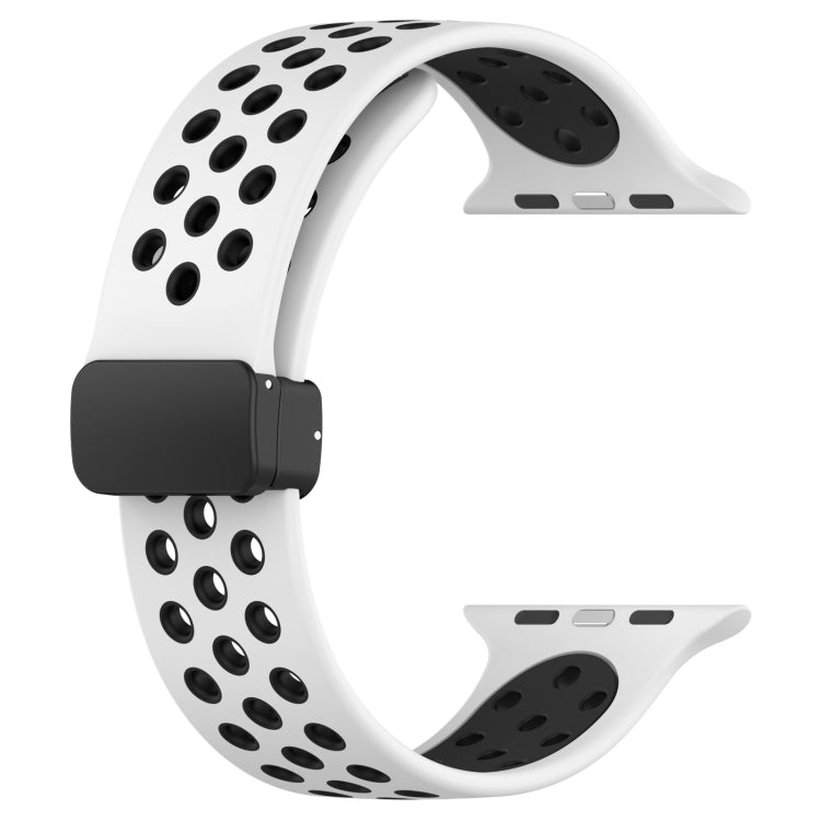 For Apple Watch 8 41mm Magnetic Buckle Silicone Watch Band(White Black) - Watch Bands by PMC TechLife | Online Shopping South Africa | PMC TechLife