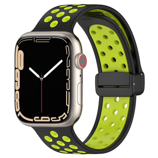 For Apple Watch 8 45mm  Magnetic Buckle Silicone Watch Band(Black Limes) - Watch Bands by PMC Jewellery | Online Shopping South Africa | PMC Jewellery