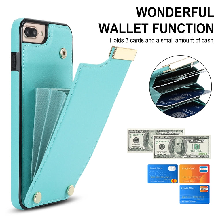 For iPhone 8 Plus / 7 Plus Metal Buckle Card Slots Phone Case(Green) - More iPhone Cases by PMC Jewellery | Online Shopping South Africa | PMC Jewellery