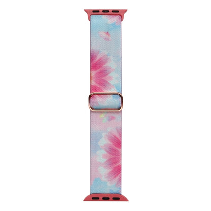 For Apple Watch SE 2022 44mm Painted Pattern Nylon Replacement Watch Band(Flower Butterfly) - Watch Bands by PMC Jewellery | Online Shopping South Africa | PMC Jewellery