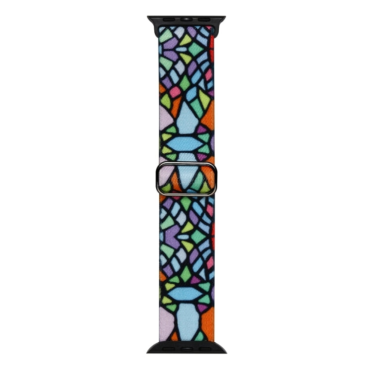 For Apple Watch 9 45mm Painted Pattern Nylon Replacement Watch Band(Geometric Rainbow) - Watch Bands by PMC TechLife | Online Shopping South Africa | PMC TechLife