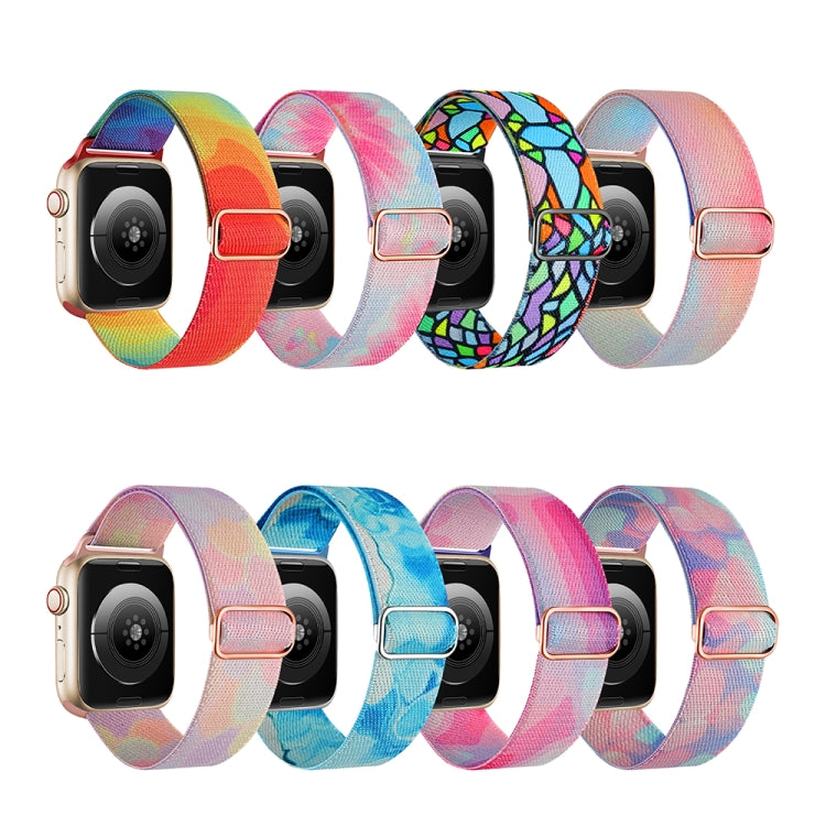 For Apple Watch 9 41mm Painted Pattern Nylon Replacement Watch Band(Liquid Colorful) - Watch Bands by PMC TechLife | Online Shopping South Africa | PMC TechLife