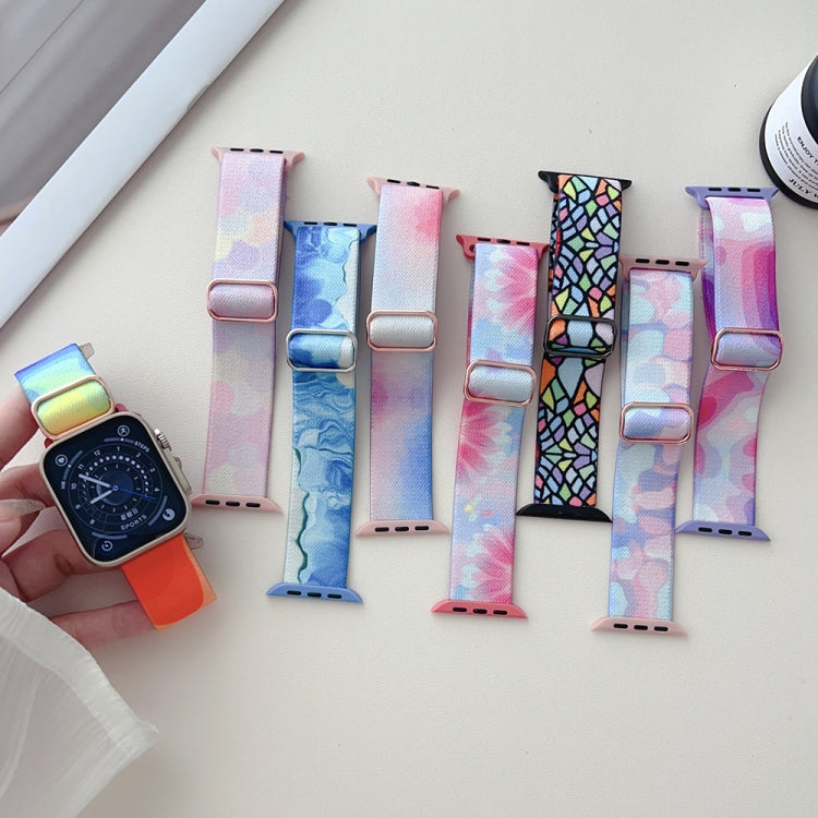 For Apple Watch 7 45mm Painted Pattern Nylon Replacement Watch Band(Water Fluid) - Watch Bands by PMC Jewellery | Online Shopping South Africa | PMC Jewellery