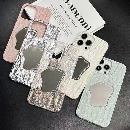 For iPhone 14 Pro Max Embossed Rock Texture Mirror TPU Phone Case(Milk Green) - iPhone 14 Pro Max Cases by PMC Jewellery | Online Shopping South Africa | PMC Jewellery