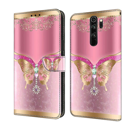 For Xiaomi Redmi Note 8 Pro Crystal 3D Shockproof Protective Leather Phone Case(Pink Bottom Butterfly) - Xiaomi Cases by PMC Jewellery | Online Shopping South Africa | PMC Jewellery