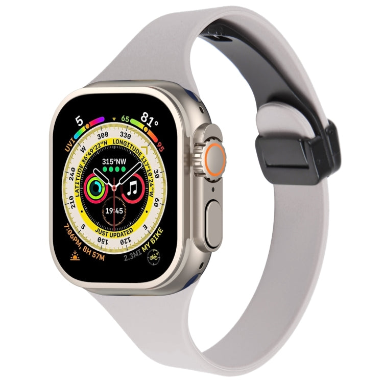 For Apple Watch Ultra 49mm Magnetic Buckle Slim Silicone Watch Band(Rock Grey) - Watch Bands by PMC Jewellery | Online Shopping South Africa | PMC Jewellery