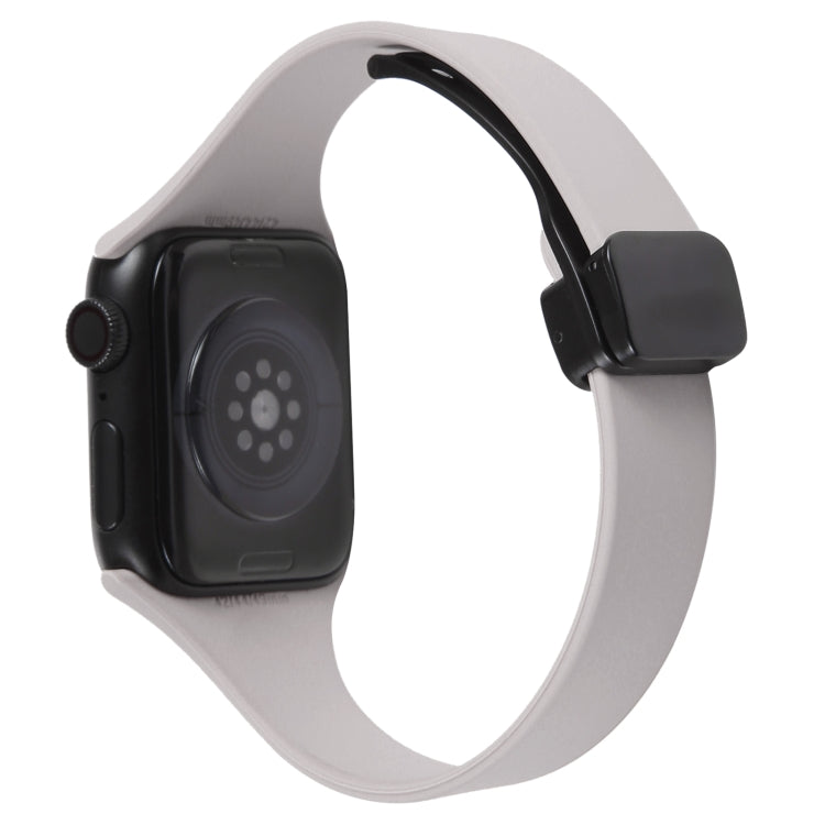 For Apple Watch 8 45mm  Magnetic Buckle Slim Silicone Watch Band(Rock Grey) - Watch Bands by PMC Jewellery | Online Shopping South Africa | PMC Jewellery