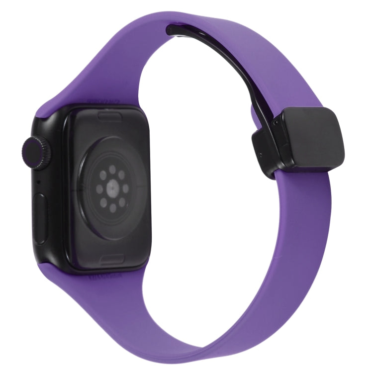 For Apple Watch 7 41mm Magnetic Buckle Slim Silicone Watch Band(Dark Purple) - Watch Bands by PMC Jewellery | Online Shopping South Africa | PMC Jewellery