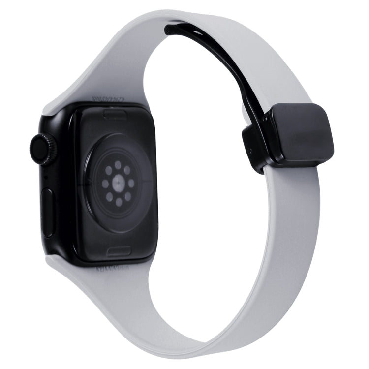 For Apple Watch 7 41mm Magnetic Buckle Slim Silicone Watch Band(Light Grey) - Watch Bands by PMC TechLife | Online Shopping South Africa | PMC TechLife