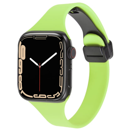 For Apple Watch SE 44mm Magnetic Buckle Slim Silicone Watch Band(Green) - Watch Bands by PMC Jewellery | Online Shopping South Africa | PMC Jewellery