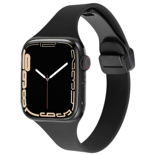 For Apple Watch 6 40mm Magnetic Buckle Slim Silicone Watch Band(Black) - Watch Bands by PMC Jewellery | Online Shopping South Africa | PMC Jewellery