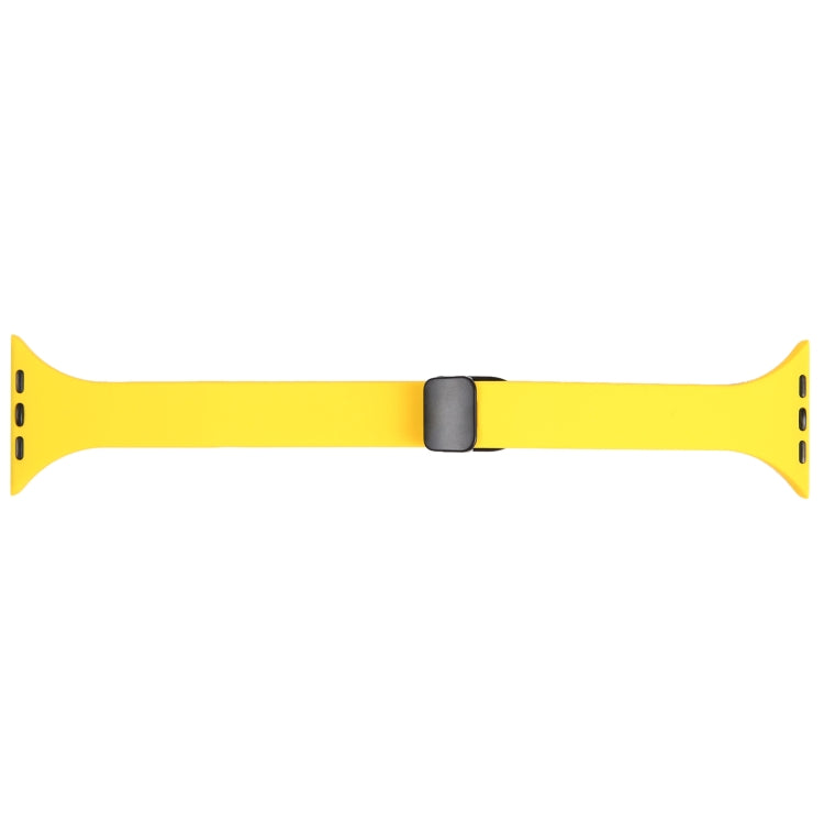 For Apple Watch 6 44mm Magnetic Buckle Slim Silicone Watch Band(Yellow) - Watch Bands by PMC Jewellery | Online Shopping South Africa | PMC Jewellery