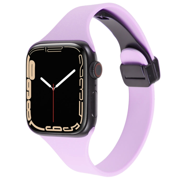 For Apple Watch 6 44mm Magnetic Buckle Slim Silicone Watch Band(Lavender) - Watch Bands by PMC Jewellery | Online Shopping South Africa | PMC Jewellery