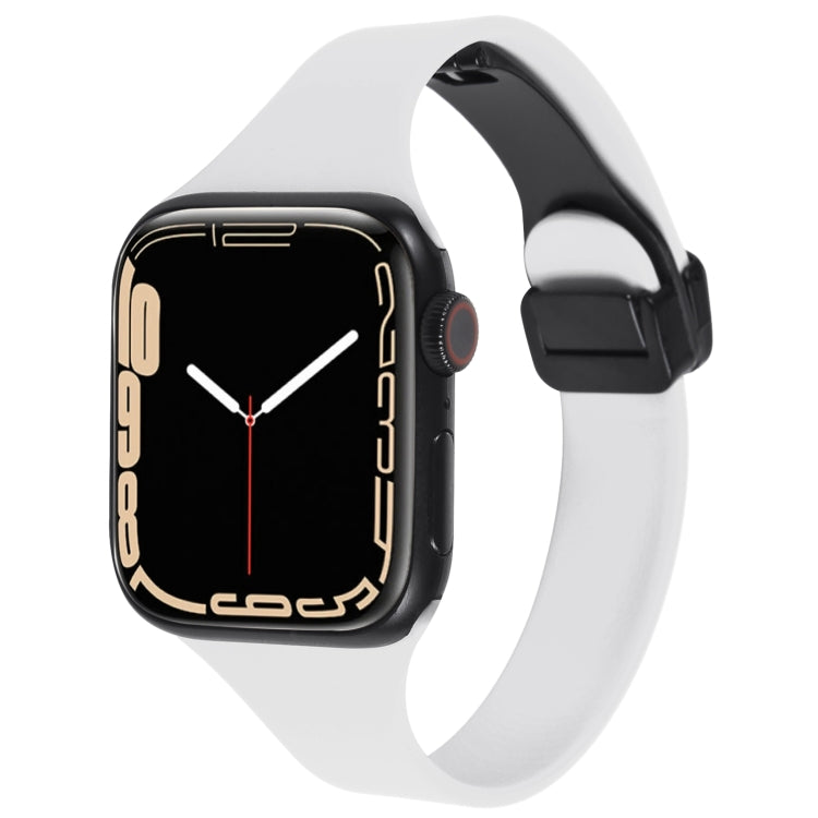 For Apple Watch 5 40mm Magnetic Buckle Slim Silicone Watch Band(White) - Watch Bands by PMC Jewellery | Online Shopping South Africa | PMC Jewellery