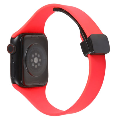 For Apple Watch 4 44mm Magnetic Buckle Slim Silicone Watch Band(Red) - Watch Bands by PMC Jewellery | Online Shopping South Africa | PMC Jewellery