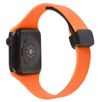 For Apple Watch 3 38mm Magnetic Buckle Slim Silicone Watch Band(Orange) - Watch Bands by PMC Jewellery | Online Shopping South Africa | PMC Jewellery