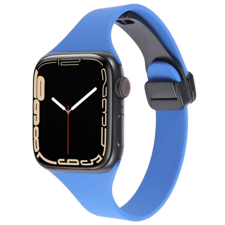 For Apple Watch 3 42mm Magnetic Buckle Slim Silicone Watch Band(Royal Blue) - Watch Bands by PMC Jewellery | Online Shopping South Africa | PMC Jewellery