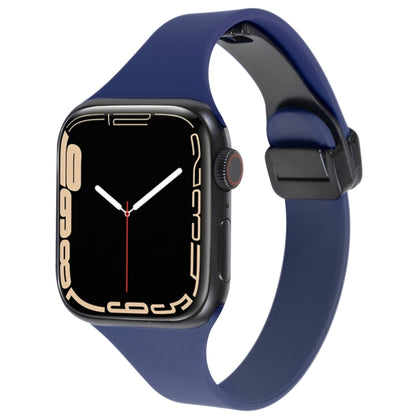 For Apple Watch 2 42mm Magnetic Buckle Slim Silicone Watch Band(Midnight Blue) - Watch Bands by PMC Jewellery | Online Shopping South Africa | PMC Jewellery