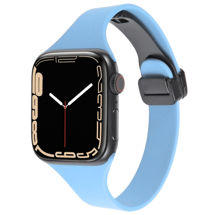 For Apple Watch 2 38mm Magnetic Buckle Slim Silicone Watch Band(Light Blue) - Watch Bands by PMC TechLife | Online Shopping South Africa | PMC TechLife