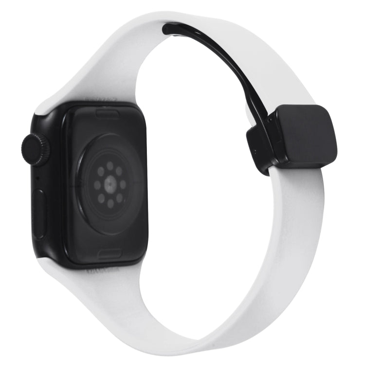 For Apple Watch 42mm Magnetic Buckle Slim Silicone Watch Band(White) - Watch Bands by PMC TechLife | Online Shopping South Africa | PMC TechLife