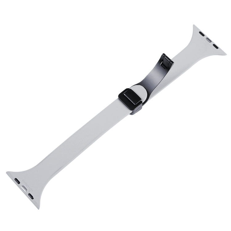 For Apple Watch 38mm Magnetic Buckle Slim Silicone Watch Band(Light Grey) - Watch Bands by PMC TechLife | Online Shopping South Africa | PMC TechLife