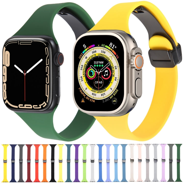 For Apple Watch 42mm Magnetic Buckle Slim Silicone Watch Band(White) - Watch Bands by PMC TechLife | Online Shopping South Africa | PMC TechLife