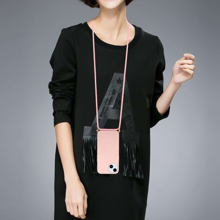 For iPhone 15 Wheat Straw Material + TPU Phone Case with Lanyard(Pink) - free shipping - PMC TechLife - Order now!