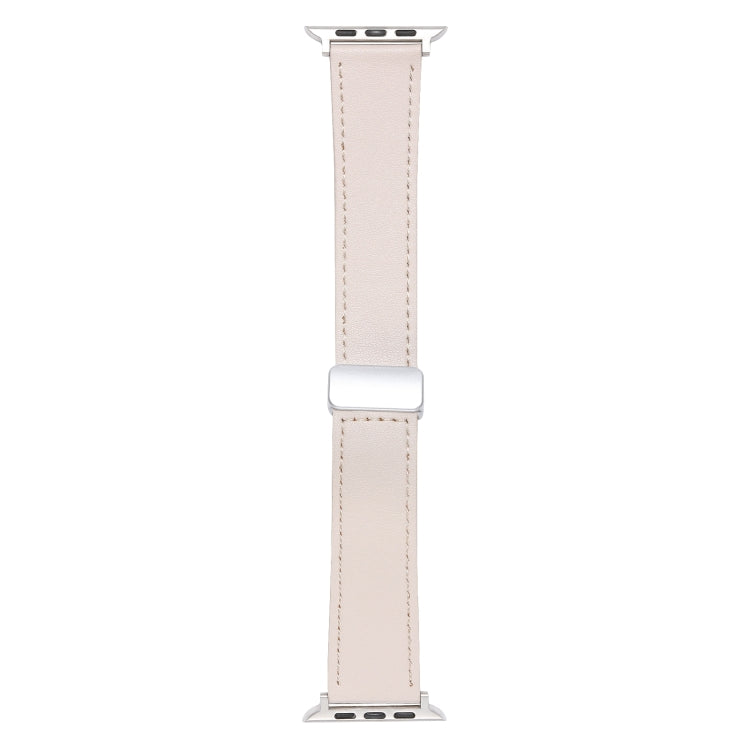 For Apple Watch 3 38mm Magnetic Buckle Skin Feel Leather Watch Band(Apricot) - Watch Bands by PMC Jewellery | Online Shopping South Africa | PMC Jewellery