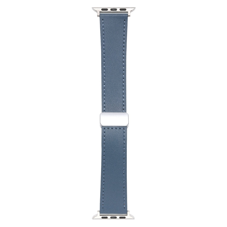 For Apple Watch 3 42mm Magnetic Buckle Skin Feel Leather Watch Band(Light Blue) - Watch Bands by PMC Jewellery | Online Shopping South Africa | PMC Jewellery