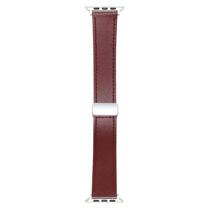 For Apple Watch 2 38mm Magnetic Buckle Skin Feel Leather Watch Band(Wine Red) - Watch Bands by PMC Jewellery | Online Shopping South Africa | PMC Jewellery