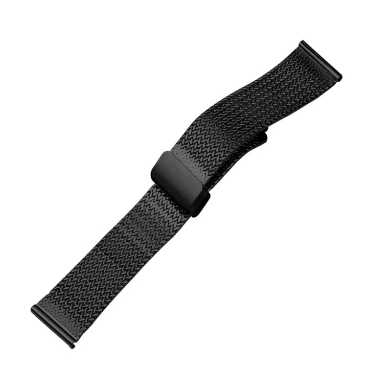 For Apple Watch SE 44mm Magnetic Buckle Herringbone Mesh Metal Watch Band(Black) - Watch Bands by PMC Jewellery | Online Shopping South Africa | PMC Jewellery