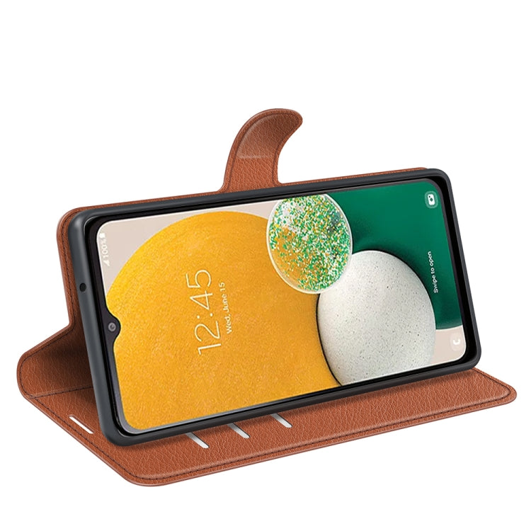 For Samsung Galaxy A14 5G Litchi Texture Horizontal Flip Phone Case with Holder(Brown) - free shipping - PMC TechLife - Order now!