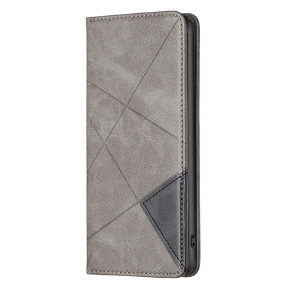 For iPhone 15 Pro Rhombus Texture Magnetic Leather Phone Case(Grey) - iPhone 15 Pro Cases by PMC Jewellery | Online Shopping South Africa | PMC Jewellery