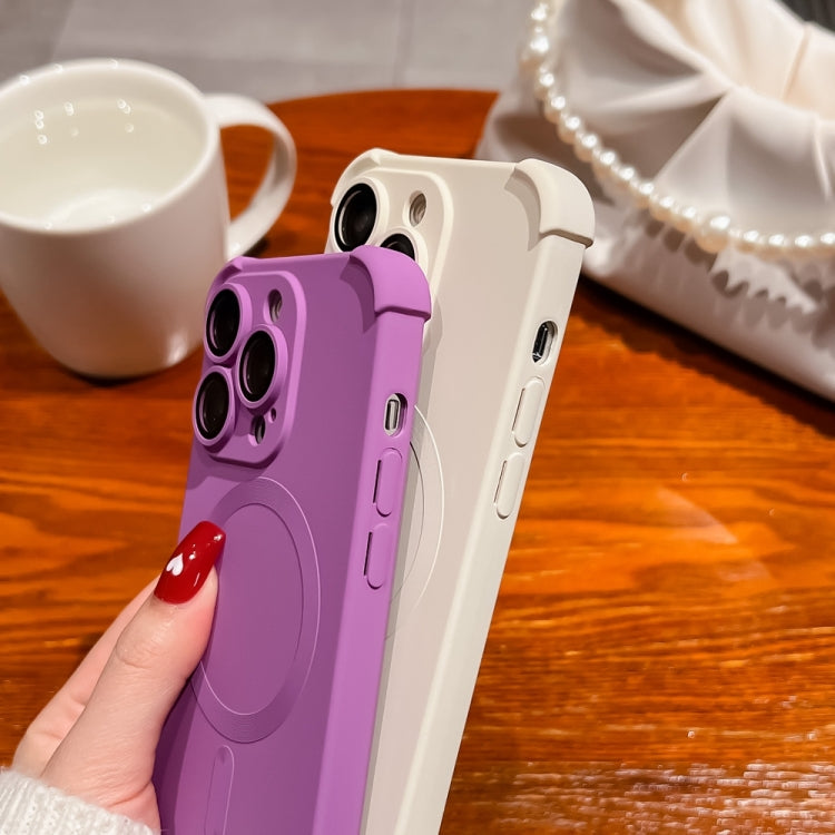 For iPhone 14 Plus Four Corner Shockproof Skin Feel MagSafe Magnetic Phone Case(Purple) - free shipping - PMC TechLife - Order now!
