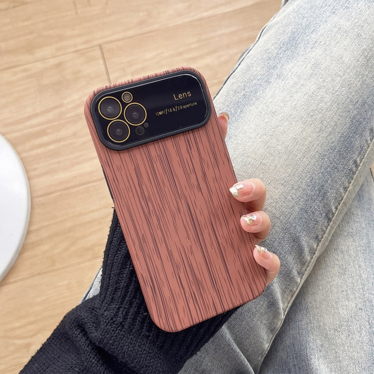 For iPhone 14 Pro Wood Grain TPU Phone Case with Lens Film(Brown) - iPhone 14 Pro Cases by PMC TechLife | Online Shopping South Africa | PMC TechLife