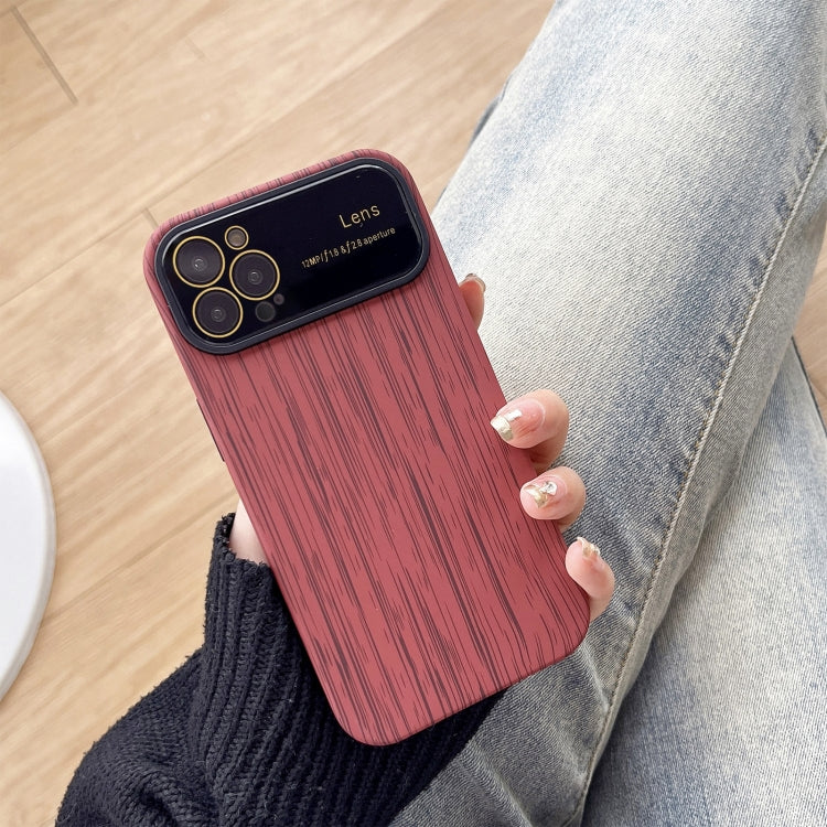 For iPhone 13 Pro Wood Grain TPU Phone Case with Lens Film(Red) - iPhone 13 Pro Cases by PMC TechLife | Online Shopping South Africa | PMC TechLife