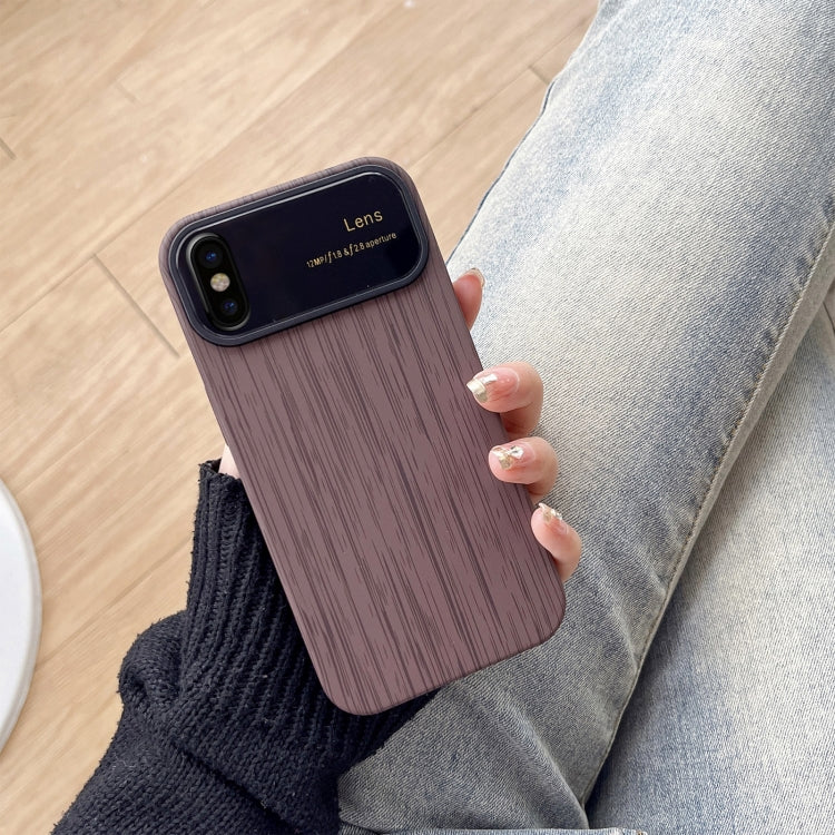 For iPhone X / XS Wood Grain TPU Phone Case with Lens Film(Grey) - More iPhone Cases by PMC Jewellery | Online Shopping South Africa | PMC Jewellery