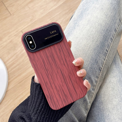 For iPhone XS Max Wood Grain TPU Phone Case with Lens Film(Red) - More iPhone Cases by PMC Jewellery | Online Shopping South Africa | PMC Jewellery