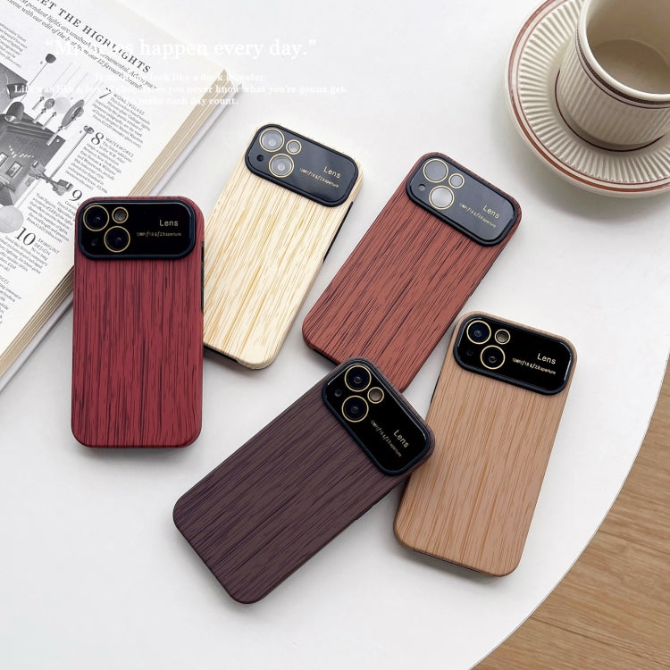 For iPhone 12 Pro Max Wood Grain TPU Phone Case with Lens Film(Red) - iPhone 12 Pro Max Cases by PMC Jewellery | Online Shopping South Africa | PMC Jewellery