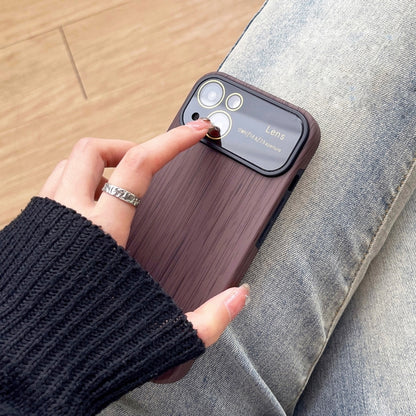 For iPhone 12 Pro Max Wood Grain TPU Phone Case with Lens Film(Red) - iPhone 12 Pro Max Cases by PMC Jewellery | Online Shopping South Africa | PMC Jewellery