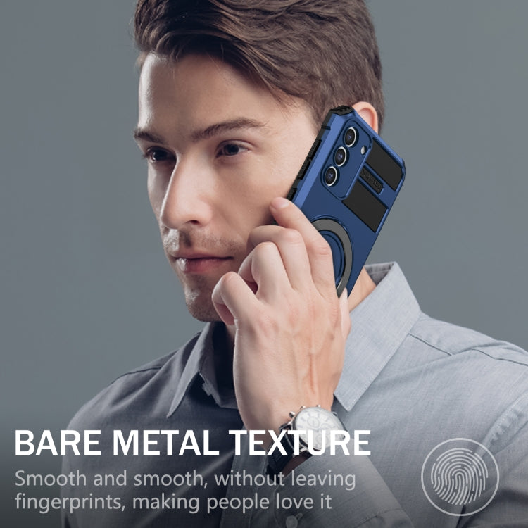 For Samsung Galaxy S21 FE 5G MagSafe Magnetic Holder Phone Case(Blue) - Galaxy S22 Ultra 5G Cases by PMC TechLife | Online Shopping South Africa | PMC TechLife