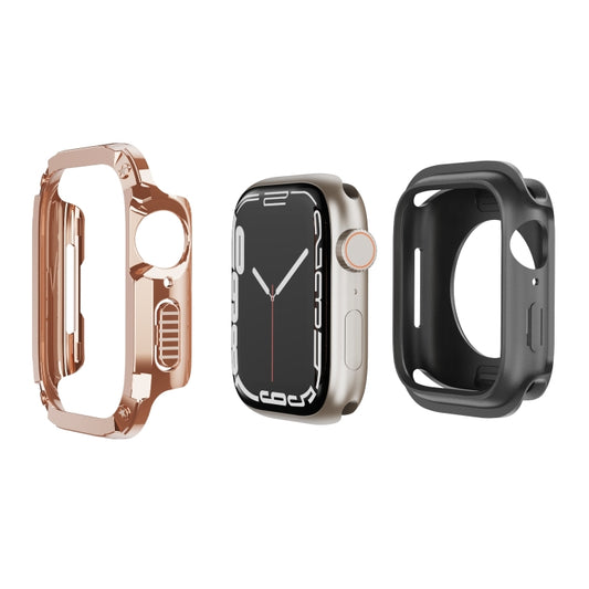 For Apple Watch Series 8 / 7 41mm 2-in-1 PC Hybrid TPU Armor Watch Case(Rose Gold) - Watch Cases by PMC Jewellery | Online Shopping South Africa | PMC Jewellery