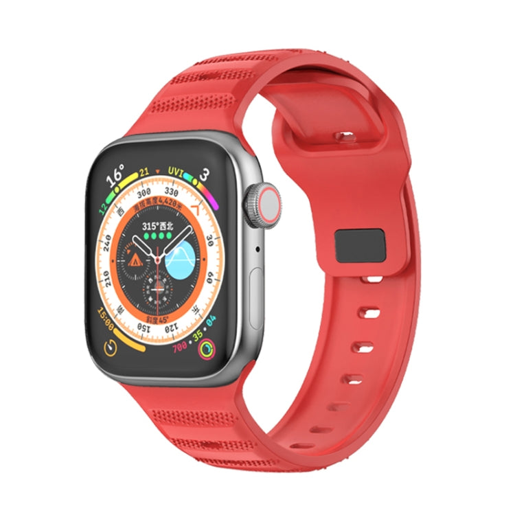 For Apple Watch 7 41mm Dot Texture Fluororubber Watch Band(Red) - Watch Bands by PMC TechLife | Online Shopping South Africa | PMC TechLife